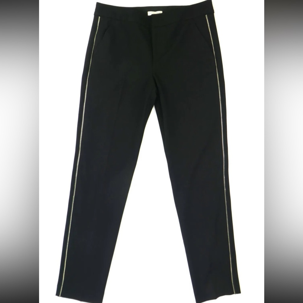 Rebecca Taylor Slim Cut Ankle Pant with zipper detail, black 6, $80